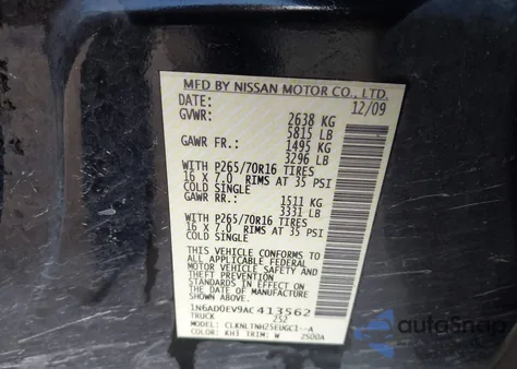 2010 Nissan Frontier Se from USA, damaged, VIN 1N6AD0EV9AC413562